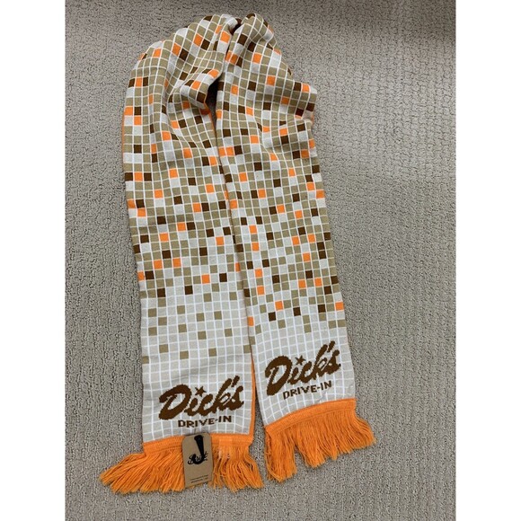 Dick’s Drive-in Burgers Scarf Seattle Deluxe Hamburger Novelty Fringe Orange New - Picture 3 of 5
